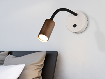 LED Schwanenhals Leselampe Coffee / Grau mit Schalter, Breite 10cm