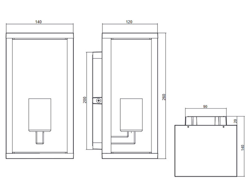 Moderne LED Außenwandleuchte in Rostoptik mit Glas, Höhe 26cm