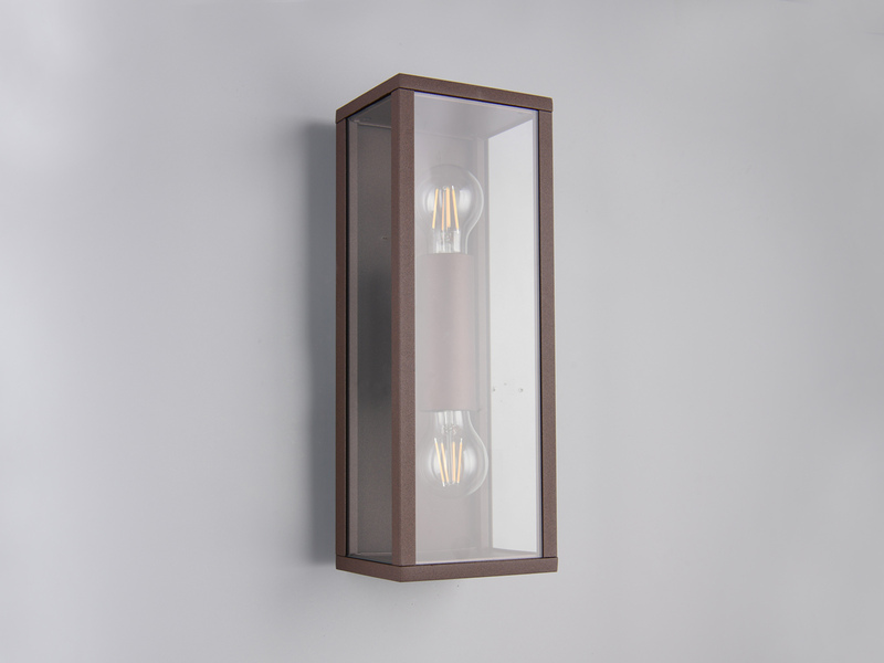 Up & Down LED Außenwandleuchte in Rostoptik mit Glas, Höhe 38cm