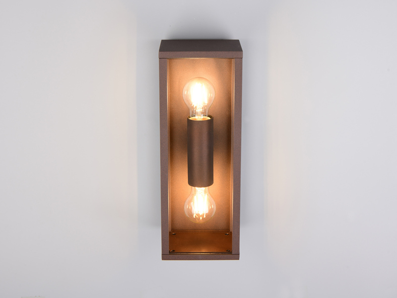 Up & Down LED Außenwandleuchte in Rostoptik mit Glas, Höhe 38cm