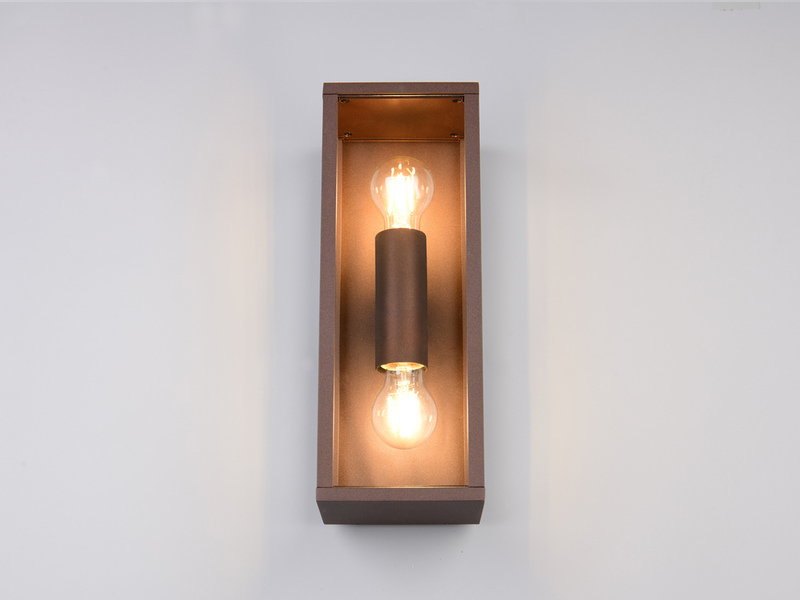 Up & Down LED Außenwandleuchte in Rostoptik mit Glas, Höhe 38cm