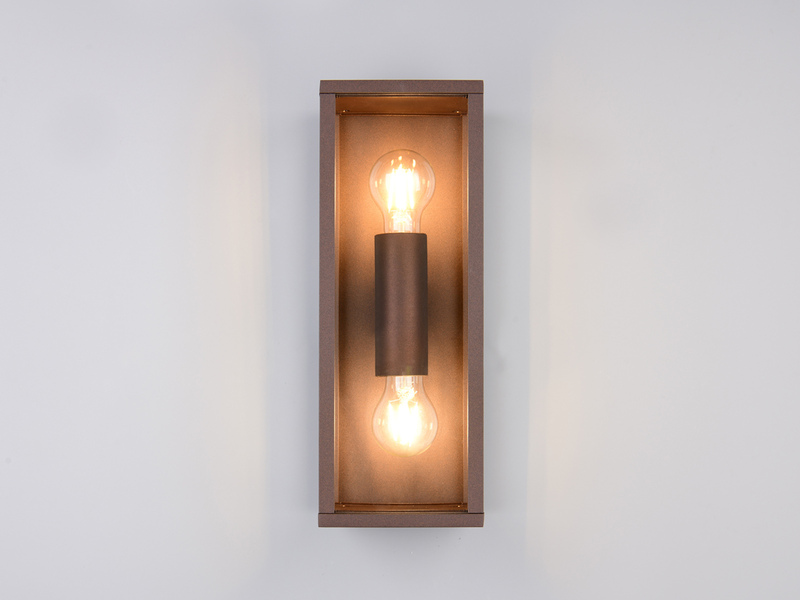 Up & Down LED Außenwandleuchte in Rostoptik mit Glas, Höhe 38cm