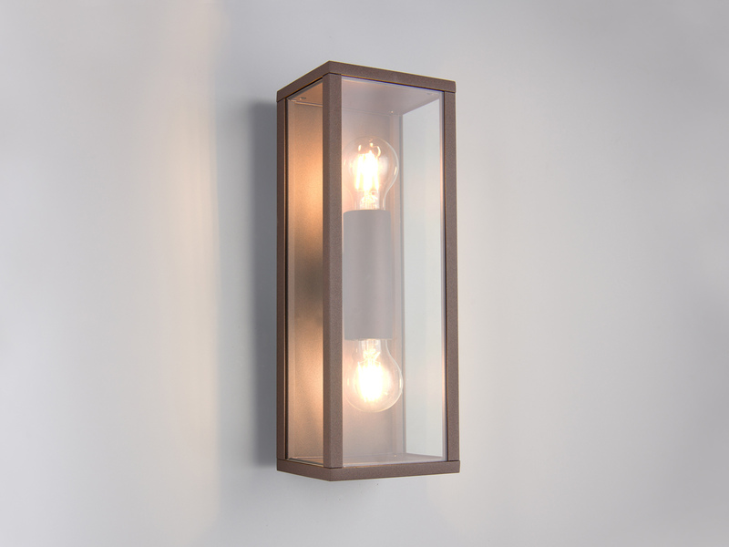Up & Down LED Außenwandleuchte in Rostoptik mit Glas, Höhe 38cm