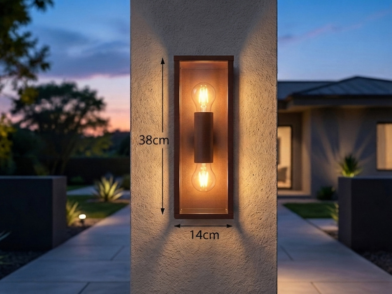 Up & Down LED Außenwandleuchte in Rostoptik mit Glas, Höhe 38cm