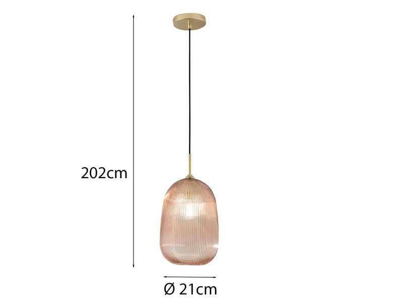 Kleine Pendelleuchte DUKE einflammig mit Glasschirm Bernstein Ø 21cm