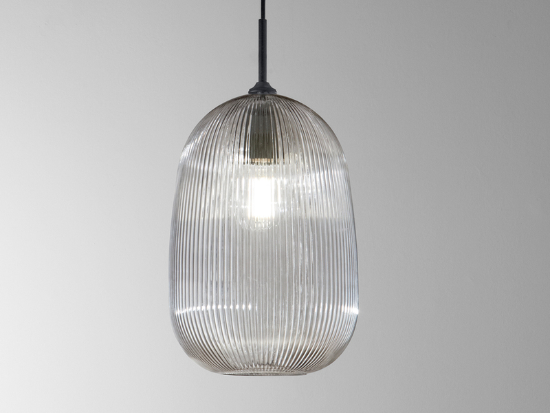 Kleine Pendelleuchte DUKE einflammig mit Glasschirm Rauchglas Ø 21cm