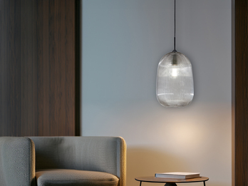 Kleine Pendelleuchte DUKE einflammig mit Glasschirm Rauchglas Ø 21cm