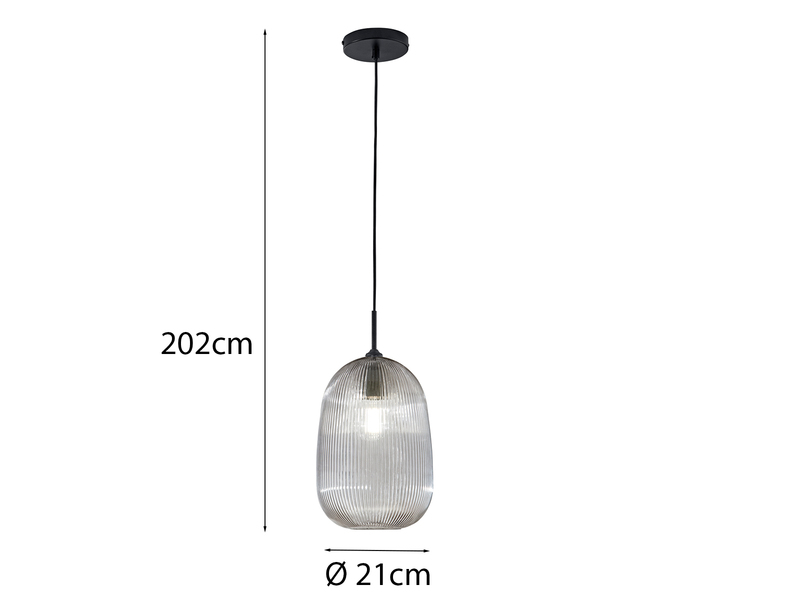 Kleine LED Pendelleuchte einflammig mit Glasschirm Rauchglas Ø 21cm