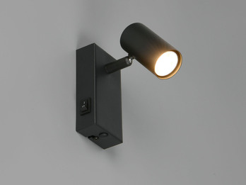 Wandstrahler TARYN Schwarz mit Schalter, Breite 6cm