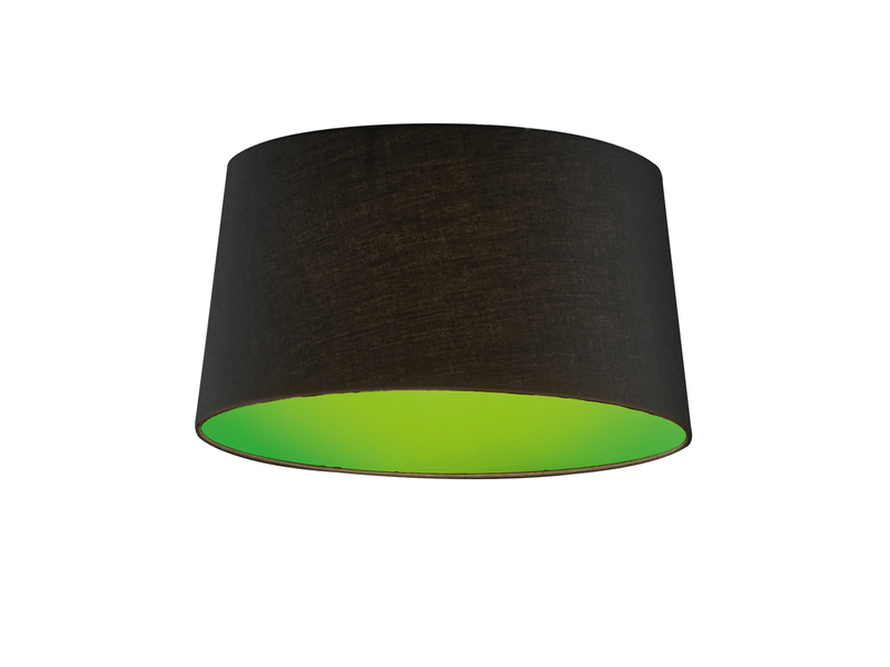 Stoff Lampenschirm konisch Schwarz innen Grün für E27 Fassung Ø 41cm
