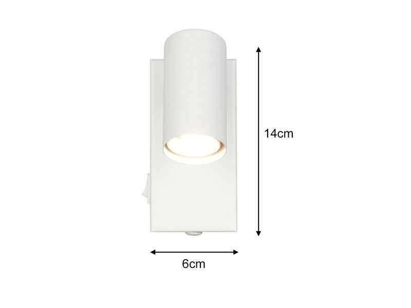 LED Wandstrahler Weiß mit Schalter, Breite 6cm