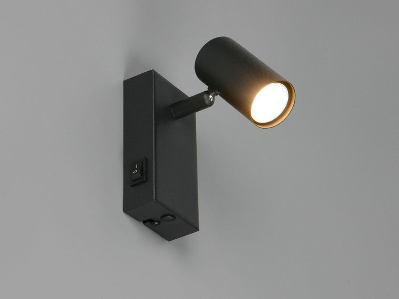 LED Wandstrahler Schwarz mit Schalter, Breite 6cm