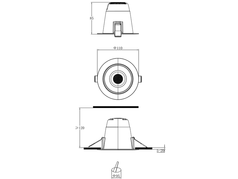 LED Einbaustrahler VIRUNGA 230V dimmbar, 3 Lichtfarben für Badezimmer, Ø 11cm