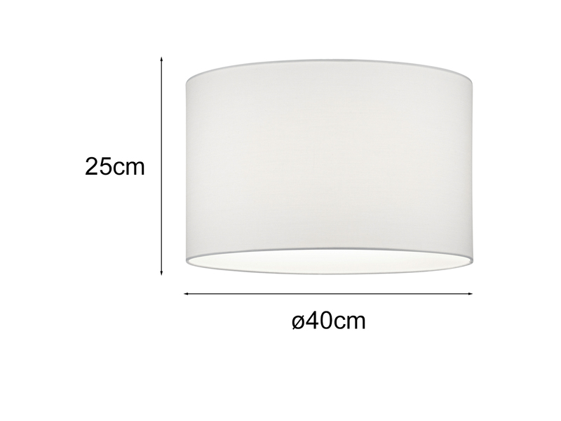 Stoff Lampenschirm Weiß rund für E27 Fassung Ø 40cm