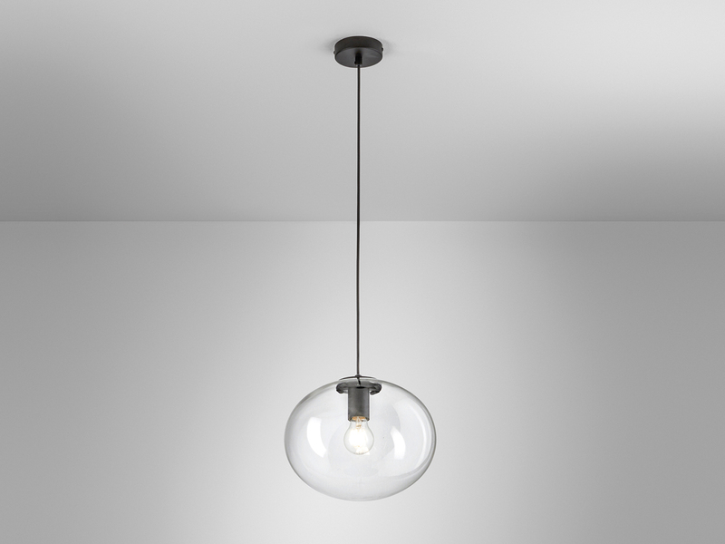 Pendelleuchte GALAXY einflammig mit Kugel Glasschirm transparent Ø 30cm