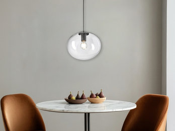 Pendelleuchte GALAXY einflammig mit Kugel Glasschirm transparent Ø 30cm