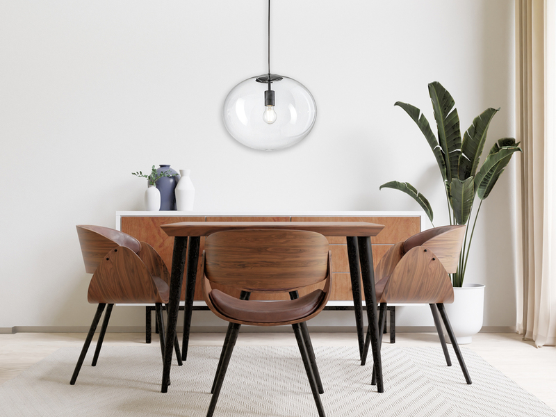 Pendelleuchte GALAXY einflammig mit Kugel Glasschirm transparent Ø 40cm