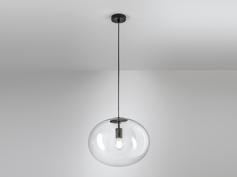 Pendelleuchte GALAXY einflammig mit Kugel Glasschirm transparent Ø 40cm