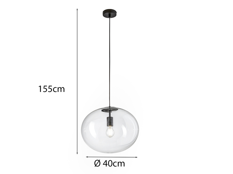 Pendelleuchte GALAXY einflammig mit Kugel Glasschirm transparent Ø 40cm