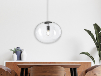 Pendelleuchte GALAXY einflammig mit Kugel Glasschirm transparent Ø 40cm