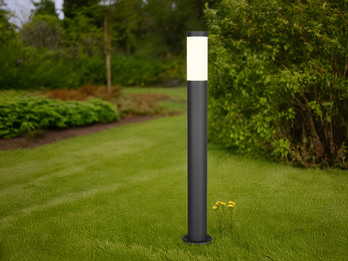 Moderne Pollerleuchte TRIOTO aus Edelstahl in Schwarz, Höhe 80cm