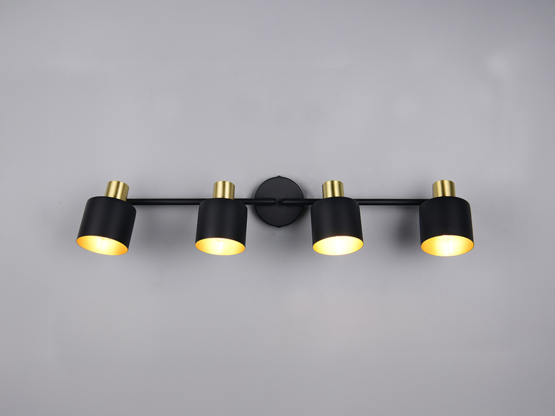 Schwarz goldener 4-flammiger Strahler