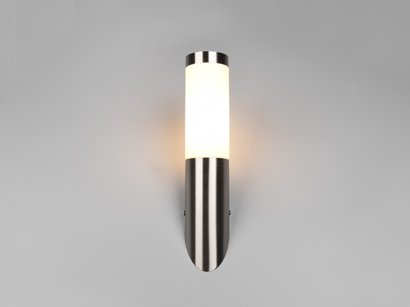 Moderne Außenwandleuchte TRIOTO aus Edelstahl in Silber, Höhe 39cm