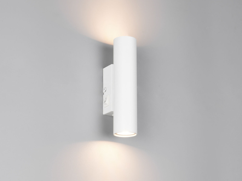 Wandleuchte TARYN Up and Down Weiß mit Schalter, Höhe 18cm