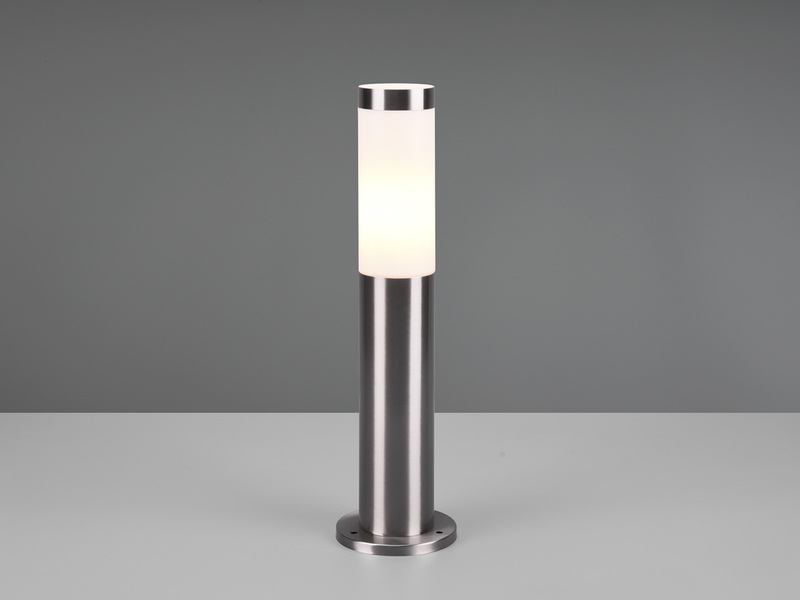 Moderne Sockelleuchte TRIOTO aus Edelstahl in Silber, Höhe 45cm