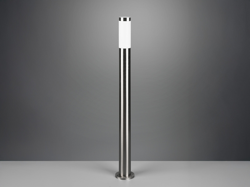 Moderne Pollerleuchte TRIOTO aus Edelstahl in Silber, Höhe 80cm