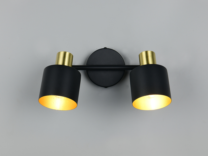 Schwarz goldener 2-flammiger Strahler