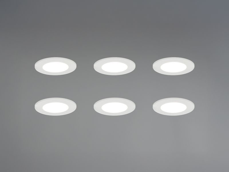 LED Einbaustrahler 6er Set, dimmbar, 2 Lichtfarben für Badezimmer, Ø 8,5cm