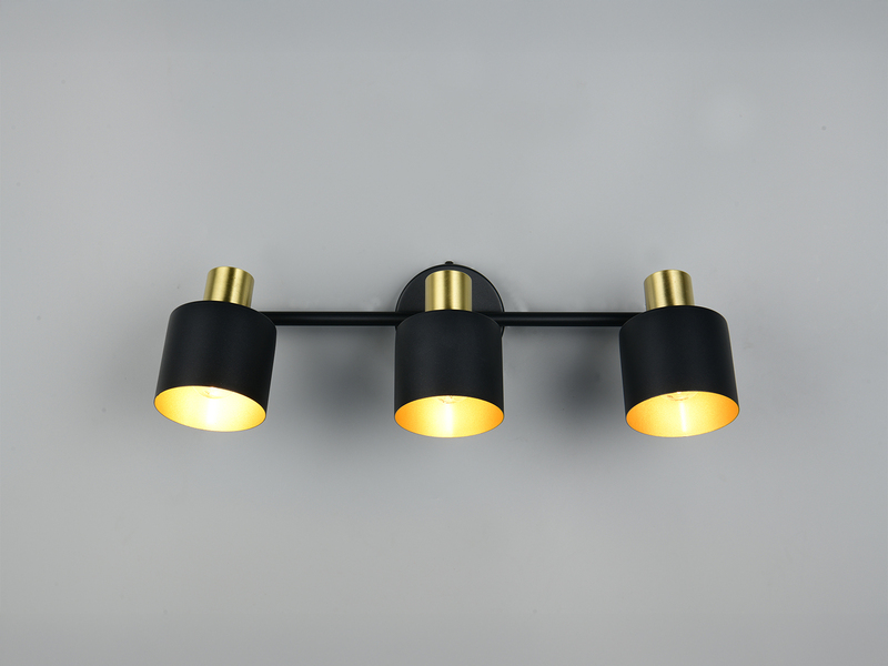 Schwarz goldener 3-flammiger Strahler