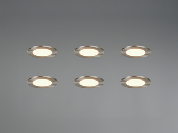 LED Einbaustrahler 6er Set, dimmbar, 2 Lichtfarben für Badezimmer, Ø 8,5cm