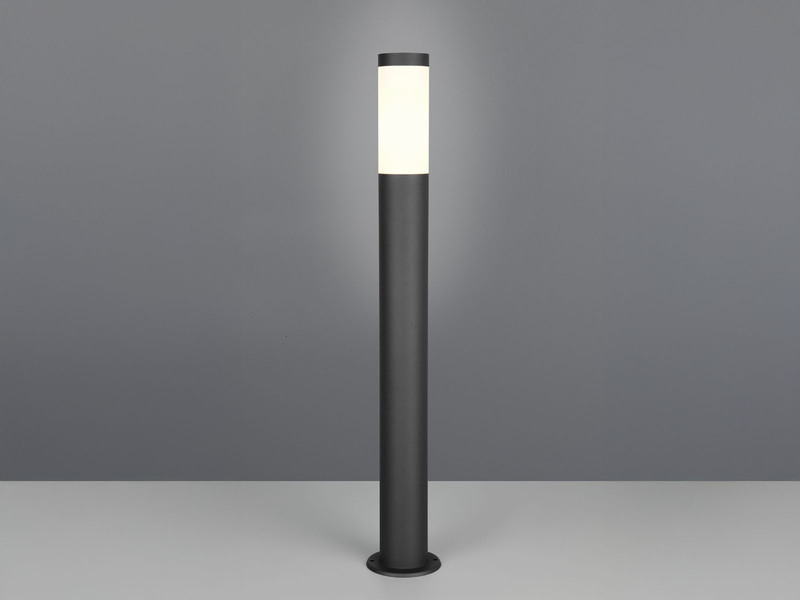 Moderne LED Pollerleuchte aus Edelstahl in Schwarz, Höhe 80cm