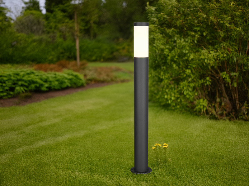 Moderne LED Pollerleuchte aus Edelstahl in Schwarz, Höhe 80cm