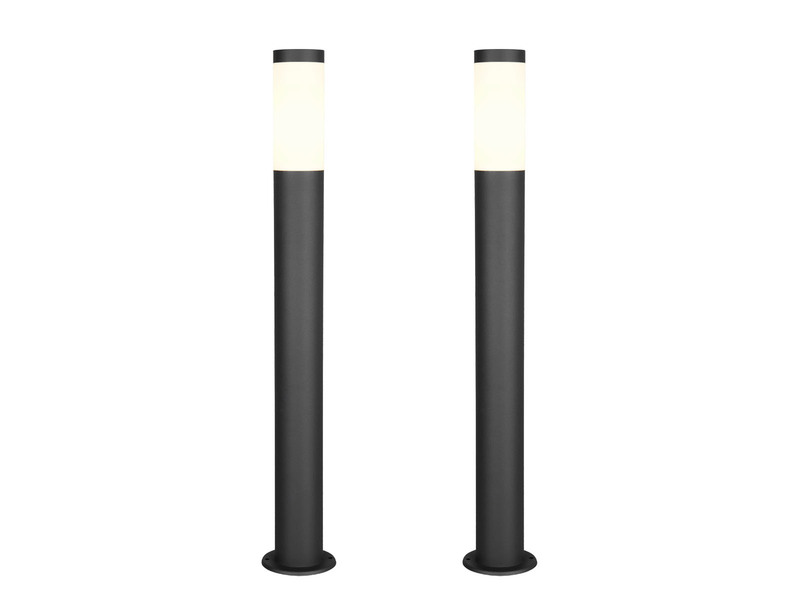 2er Set moderne LED Pollerleuchten aus Edelstahl in Schwarz, Höhe 80cm