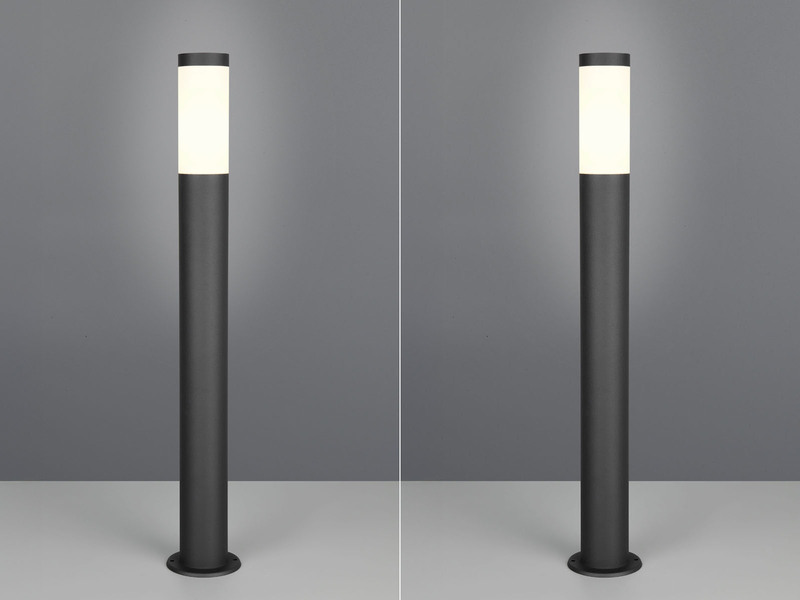 2er Set moderne LED Pollerleuchten aus Edelstahl in Schwarz, Höhe 80cm