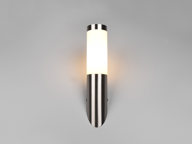 Moderne LED Außenwandleuchte aus Edelstahl in Silber, Höhe 39cm