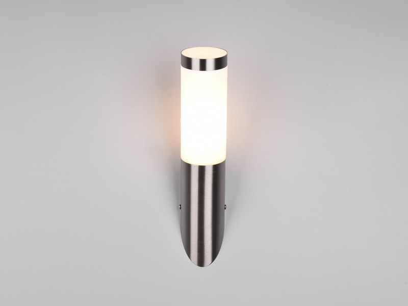 Moderne LED Außenwandleuchte aus Edelstahl in Silber, Höhe 39cm