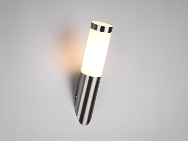 Moderne LED Außenwandleuchte aus Edelstahl in Silber, Höhe 39cm