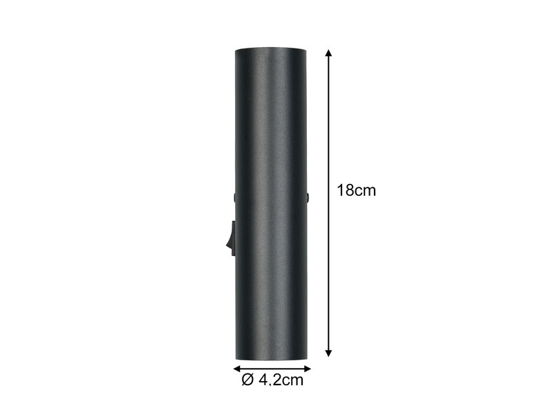 LED Wandleuchte Up and Down Schwarz mit Schalter, Höhe 18cm