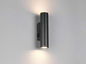 LED Wandleuchte Up and Down Schwarz mit Schalter, Höhe 18cm