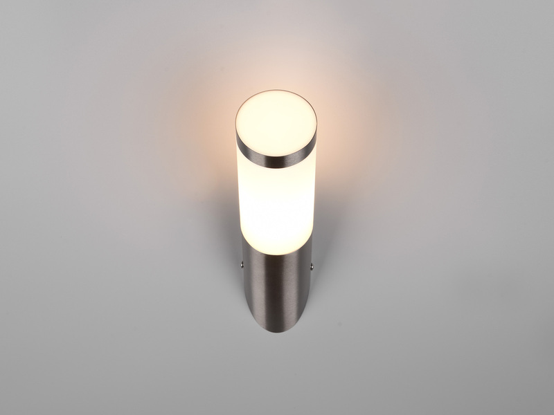 2er Set moderne LED Außenwandleuchten aus Edelstahl in Silber, Höhe 39cm