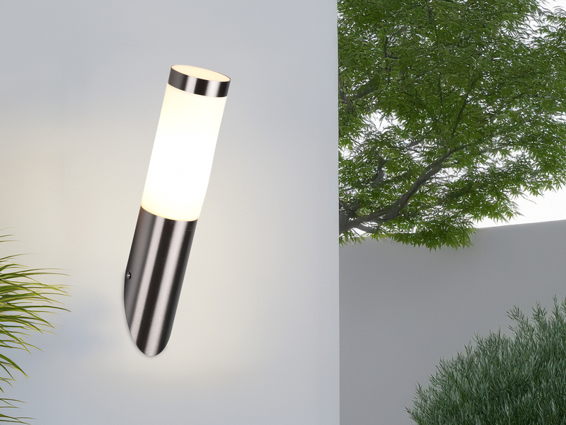 2er Set moderne LED Außenwandleuchten aus Edelstahl in Silber, Höhe 39cm