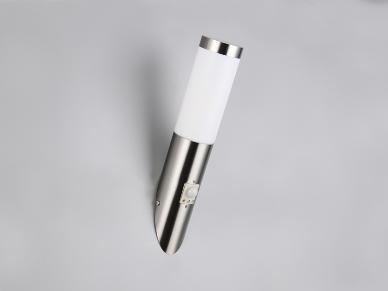 Moderne LED Außenwandleuchte mit Bewegungsmelder Silber, Höhe 39cm