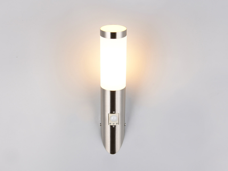 Moderne LED Außenwandleuchte mit Bewegungsmelder Silber, Höhe 39cm