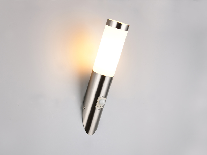 Moderne LED Außenwandleuchte mit Bewegungsmelder Silber, Höhe 39cm