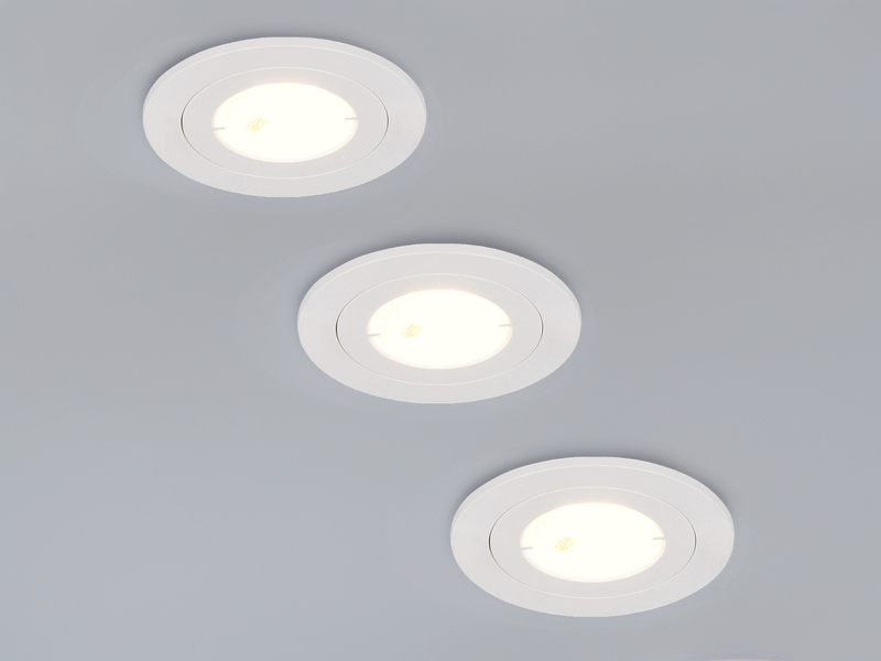 Flacher LED Einbaustrahler 230V dimmbar, 3er Set, Badezimmer geeignet, Ø 8cm