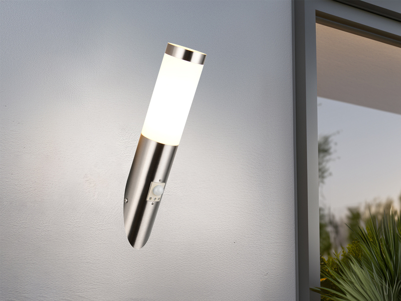 2er Set LED Außenwandleuchten mit Bewegungsmelder Silber, Höhe 39cm